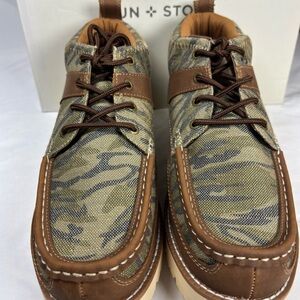 Sun + Stone Men's Green and Brown Patterned‎ Boots